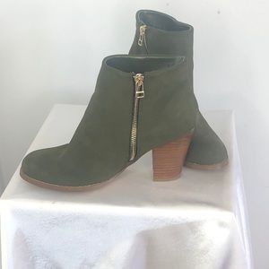 Olive Suede Bootie